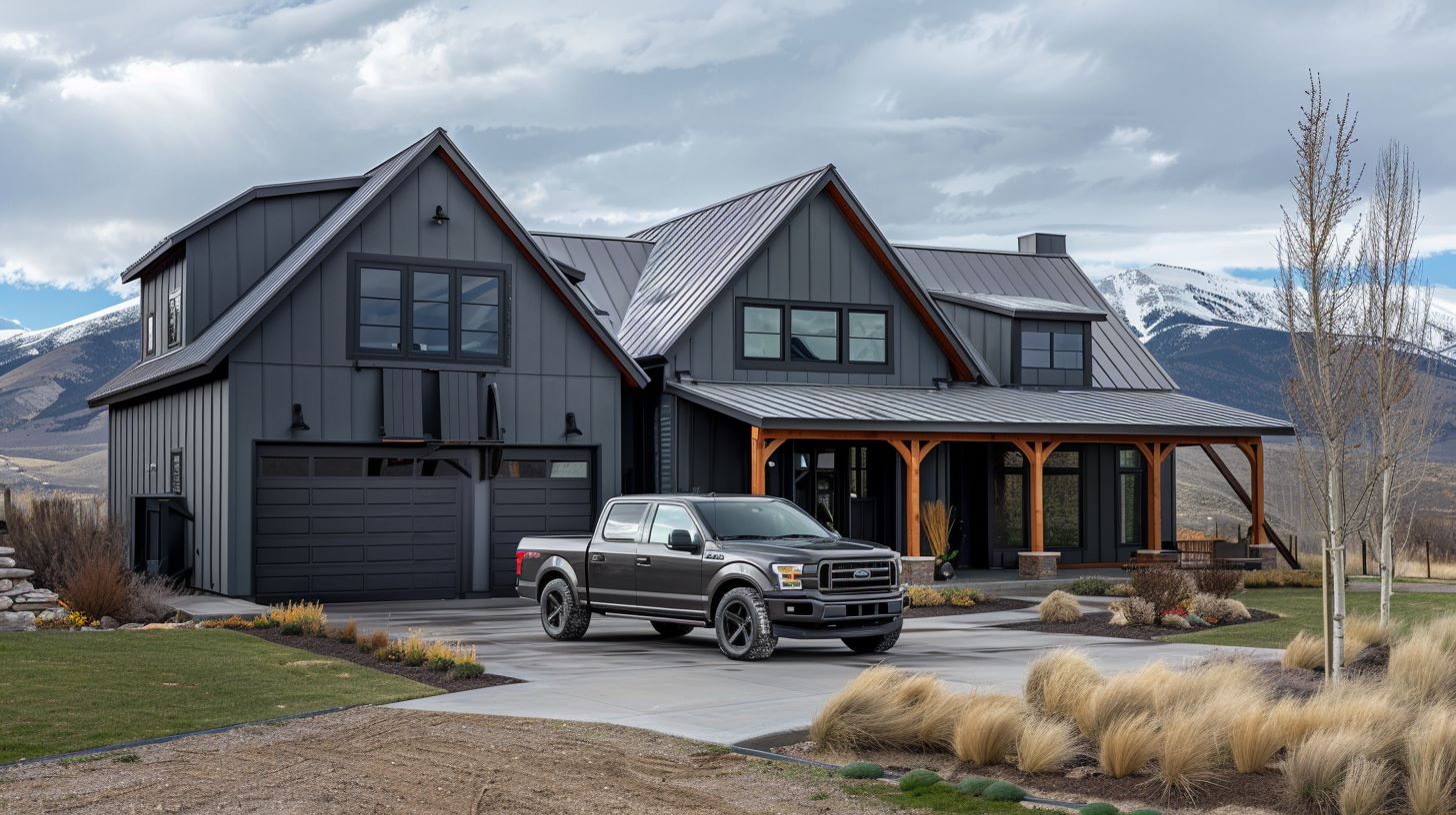 grey barndominium exterior